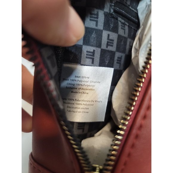 London Fog Collection ISA Embossed Signature Backpack Ruby Red NWT - Picture 8 of 8